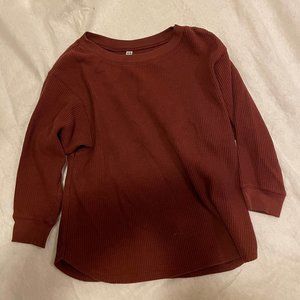 Uniqlo Waffle Crew Neck Long-Sleeve T-Shirt Brown Size Small